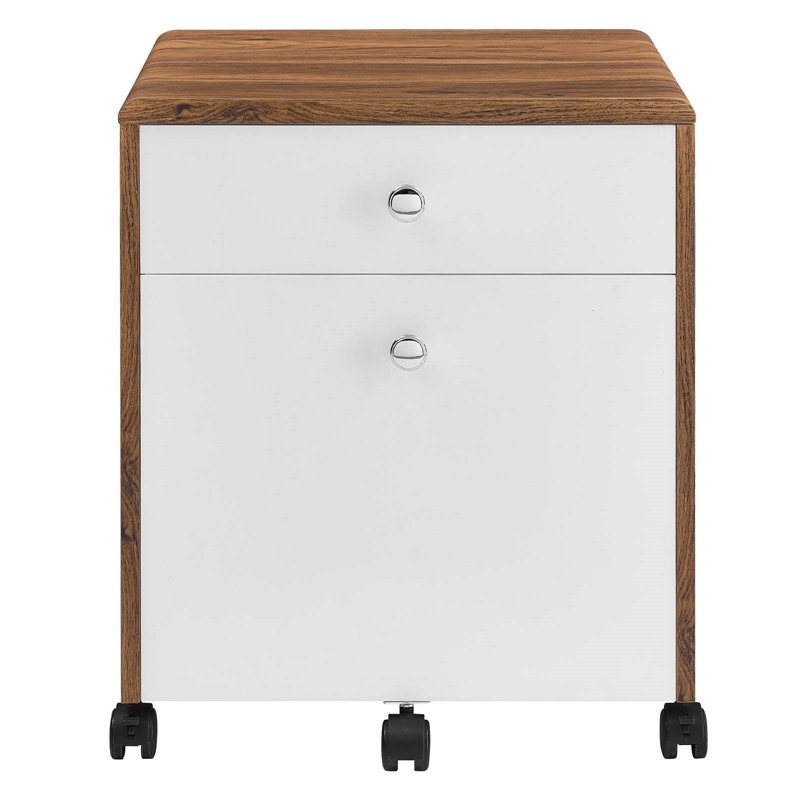 Modway Transmit Modern Wood & Plastic File Cabinet in Walnut/White