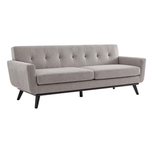 modway engage modern tufted back textured fabric sofa in light gray