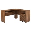 Modway Render Particleboard MDF Wood Desk and File Cabinet Set in Walnut