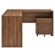 Modway Render Particleboard MDF Wood Desk and File Cabinet Set in Walnut