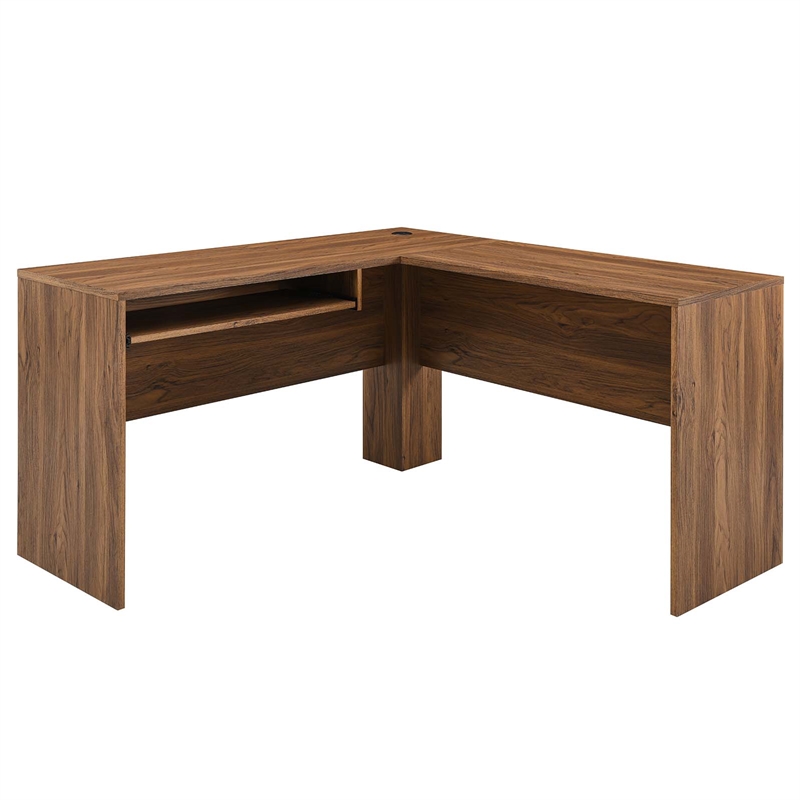 modway render particleboard mdf wood desk and file cabinet set in walnut