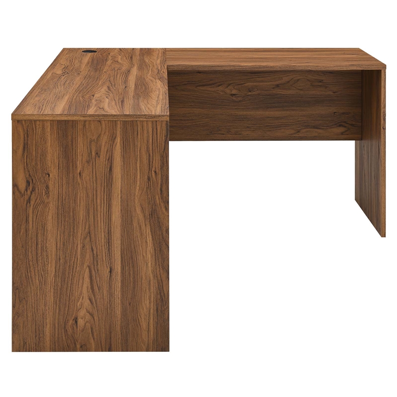modway render particleboard mdf wood desk and file cabinet set in walnut