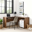 Modway Transmit Particleboard MDF Wood Desk and File Cabinet Set in Walnut/White