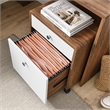Modway Transmit Particleboard MDF Wood Desk and File Cabinet Set in Walnut/White