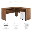 Modway Transmit Particleboard MDF Wood Desk and File Cabinet Set in Walnut/White