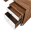 Modway Transmit Particleboard MDF Wood Desk and File Cabinet Set in Walnut/White