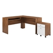 Modway Transmit Particleboard MDF Wood Desk and File Cabinet Set in Walnut/White