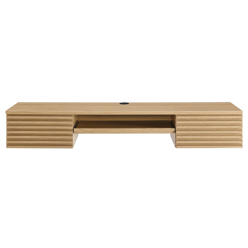 Modway Render Wall Mount Particleboard and Wood Office Desk in Oak