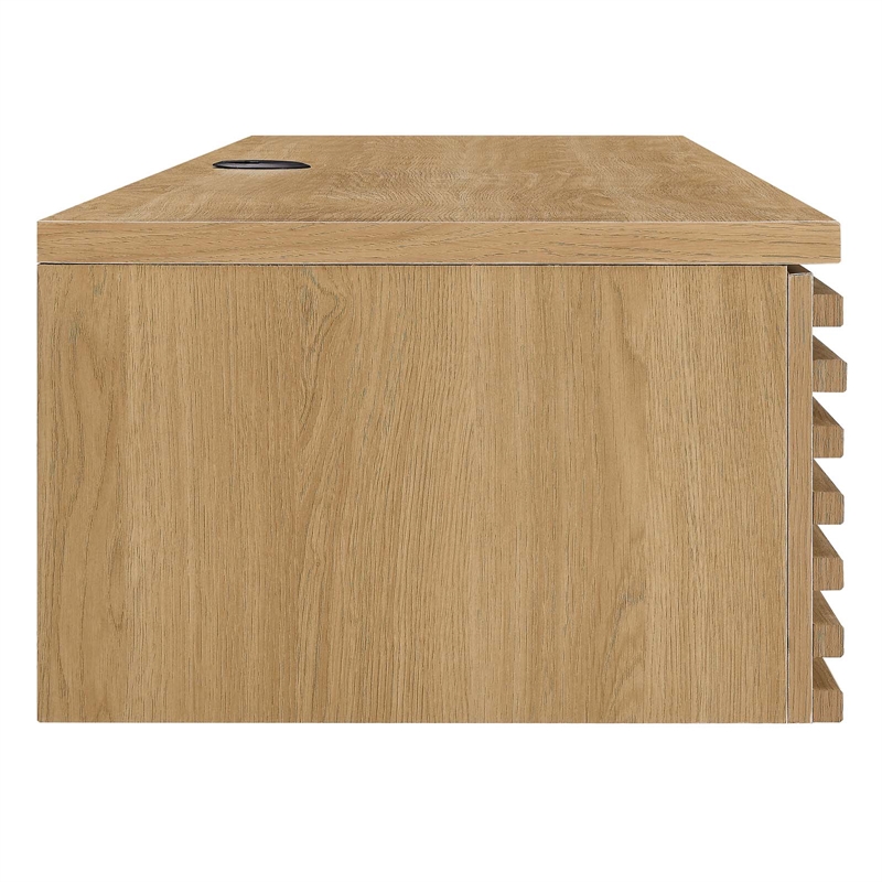 Modway Render Wall Mount Particleboard and Wood Office Desk in Oak