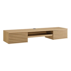 modway render wall mount 2-drawer modern wood office desk in oak
