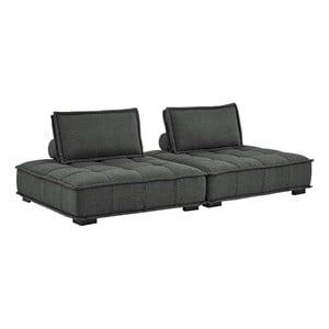 Modway Saunter 2-Piece Modern Tufted Fabric Loveseat in Gray