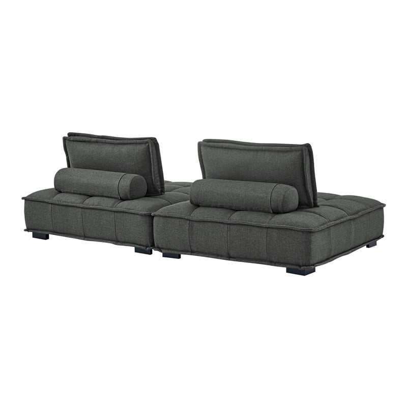 Modway Saunter 2-Piece Modern Tufted Fabric Loveseat in Gray