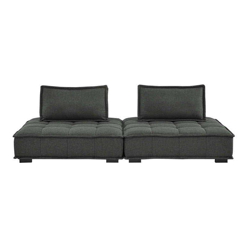 Modway Saunter 2-Piece Modern Tufted Fabric Loveseat in Gray