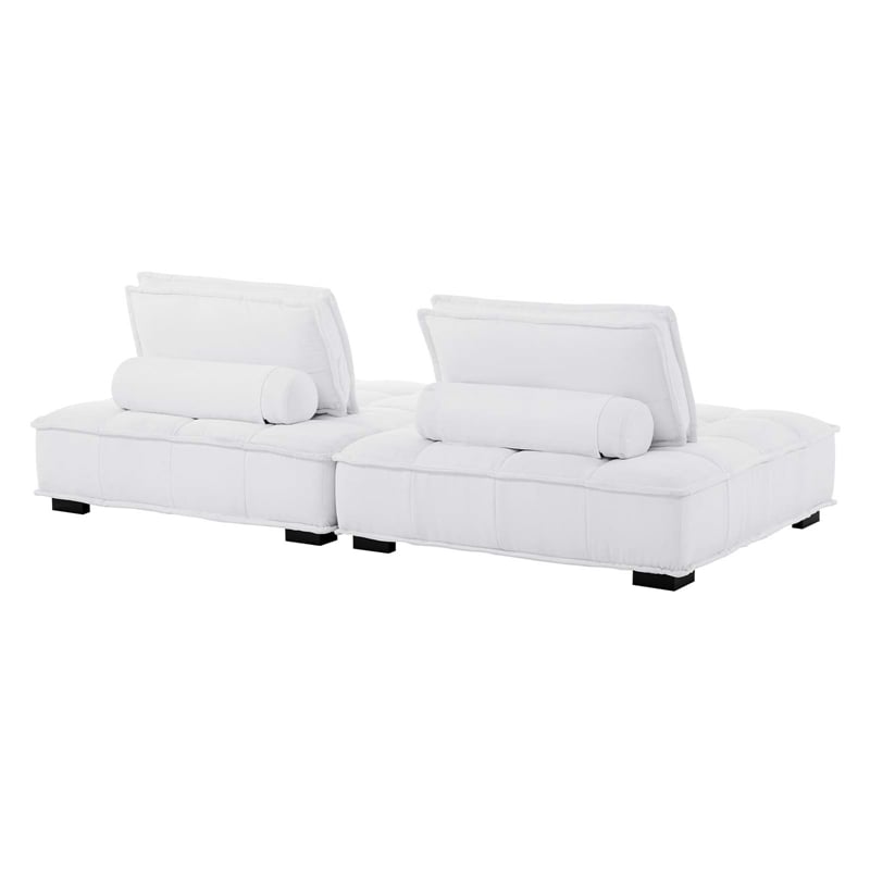 Modway Saunter 2-Piece Modern Tufted Fabric Loveseat in White