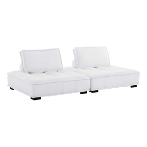 modway saunter 2-piece tufted upholstered fabric loveseat in white