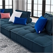 Modway Saunter 3-Piece Modern Tufted Fabric Sofa in Azure Blue