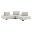 Modway Saunter 3-Piece Modern Tufted Fabric Sofa in Beige Finish