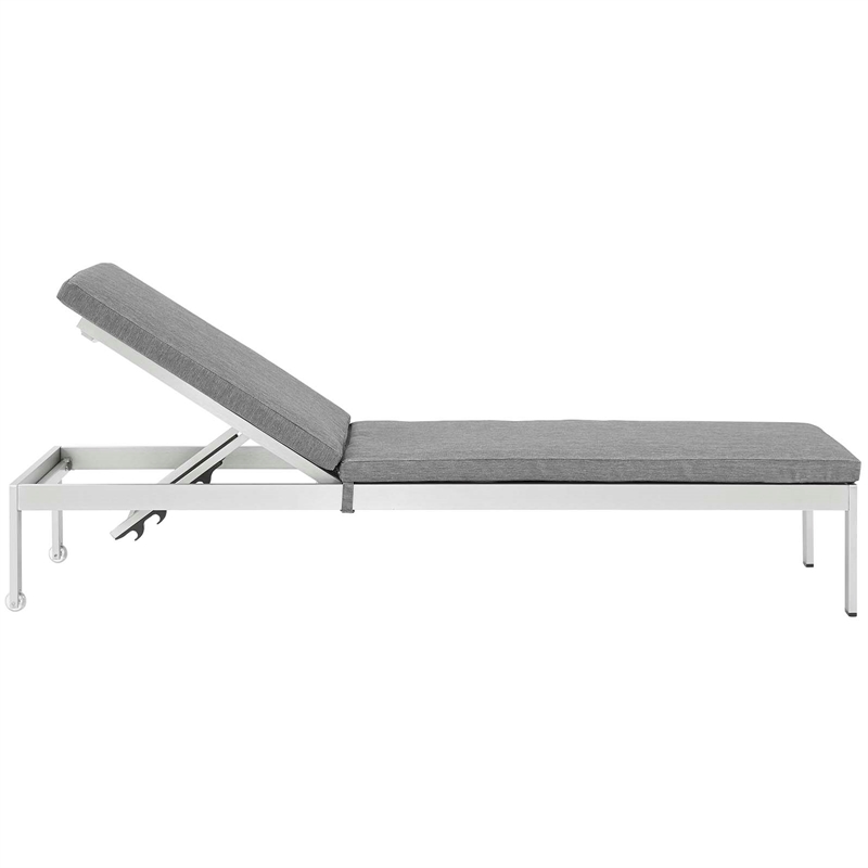 Modway Shore Modern Aluminum/Fabric Outdoor Chaise Lounge in Gray