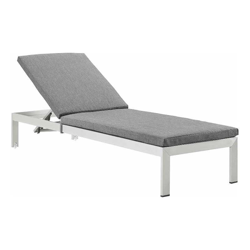 Modway Shore Modern Aluminum/Fabric Outdoor Chaise Lounge in Gray