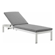 Modway Shore Modern Aluminum/Fabric Outdoor Chaise Lounge in Gray