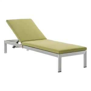 modway shore modern aluminum & fabric outdoor patio chaise in peridot green