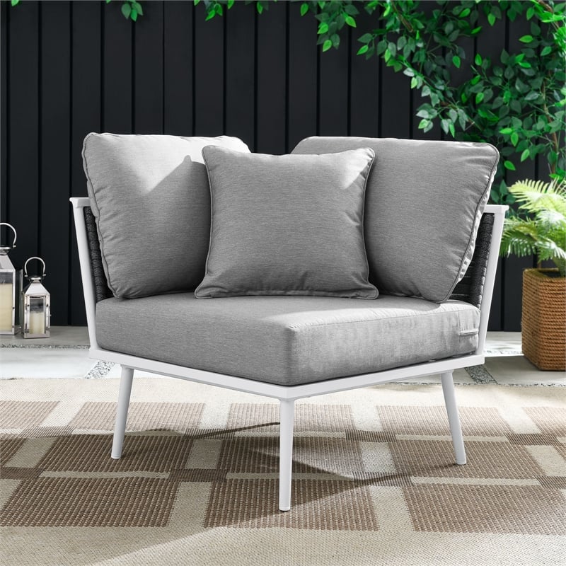 Modway Stance Modern Fabric & Aluminum Outdoor Corner Armchair in Gray