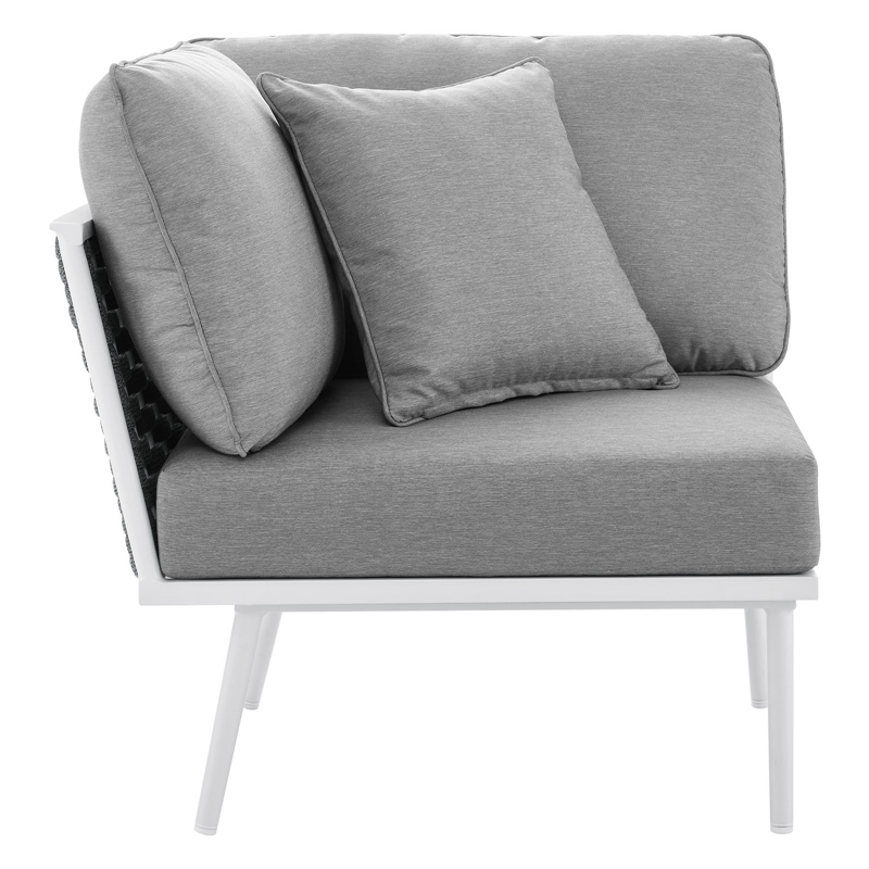 Modway Stance Modern Fabric & Aluminum Outdoor Corner Armchair in Gray