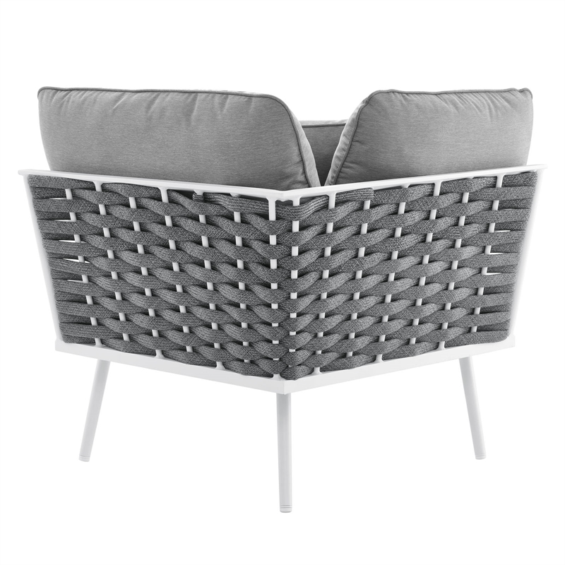 Modway Stance Modern Fabric & Aluminum Outdoor Corner Armchair in Gray