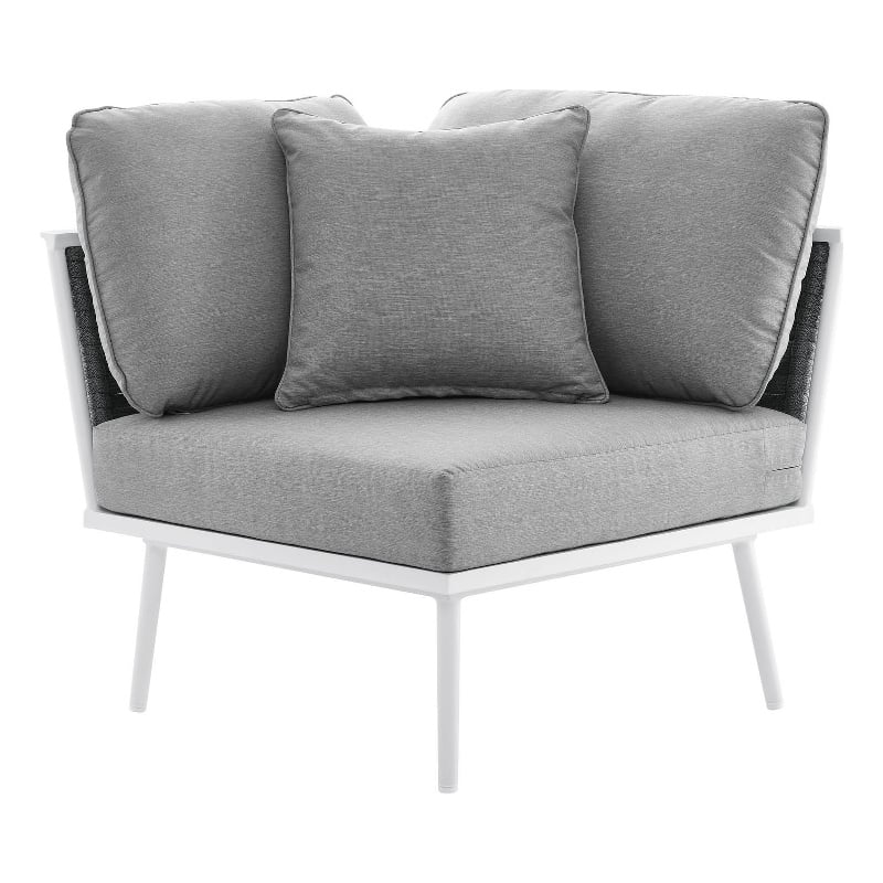 Modway Stance Modern Fabric & Aluminum Outdoor Corner Armchair in Gray