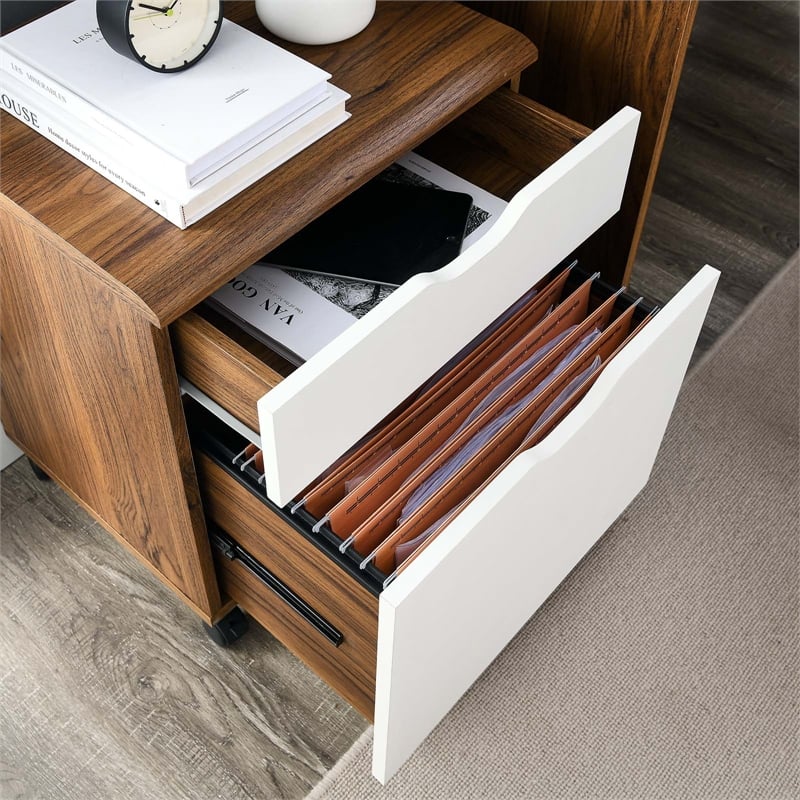 Modway Envision Modern Wood & Plastic File Cabinet in White/Walnut