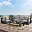Modway Tahoe 3-Piece Fabric/Powder-Coated Aluminum Outdoor Set in Gray