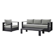 Modway Tahoe 3-Piece Fabric/Powder-Coated Aluminum Outdoor Set in Gray