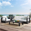 Modway Tahoe 3-Piece Fabric/Powder-Coated Aluminum Outdoor Set in White/Gray
