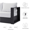 Modway Tahoe 3-Piece Fabric/Powder-Coated Aluminum Outdoor Set in White/Gray