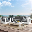 Modway Tahoe 3-Piece Fabric/Powder-Coated Aluminum Outdoor Set in Charcoal/White