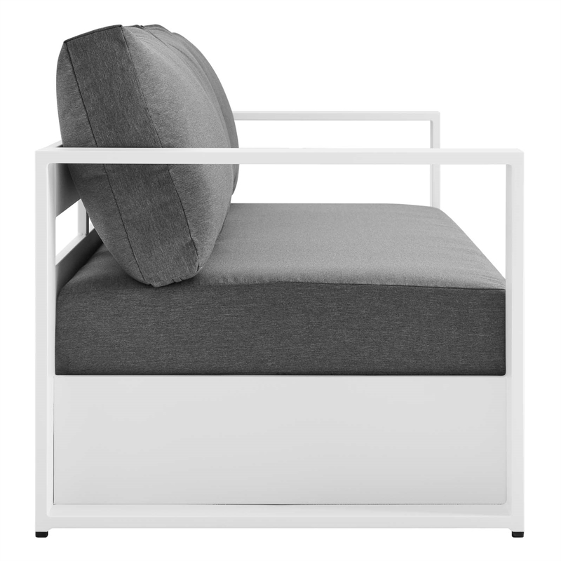 Modway Tahoe 3-Piece Fabric/Powder-Coated Aluminum Outdoor Set in Charcoal/White