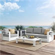 Modway Tahoe 3-Piece Fabric/Powder-Coated Aluminum Outdoor Set in Gray/White