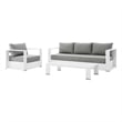 Modway Tahoe 3-Piece Fabric/Powder-Coated Aluminum Outdoor Set in Gray/White