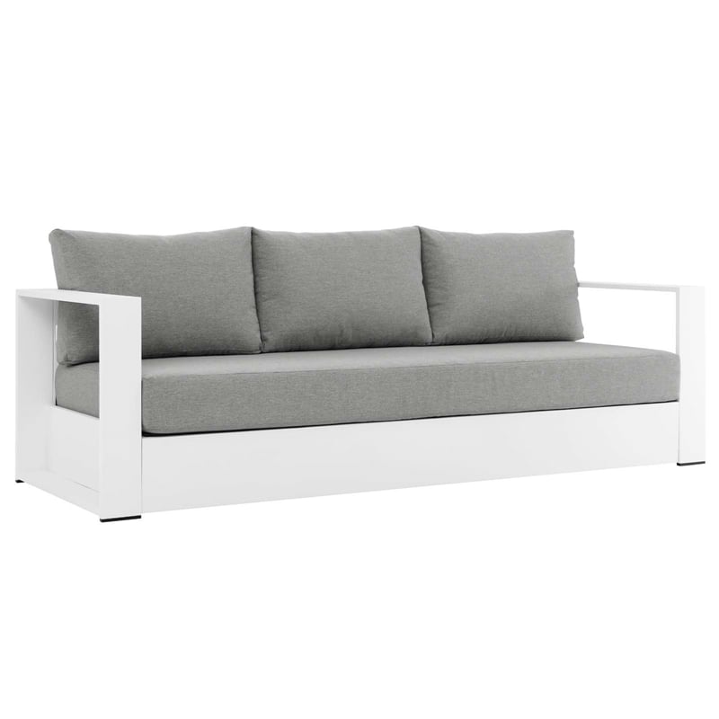 Modway Tahoe 3-Piece Fabric/Powder-Coated Aluminum Outdoor Set in Gray/White