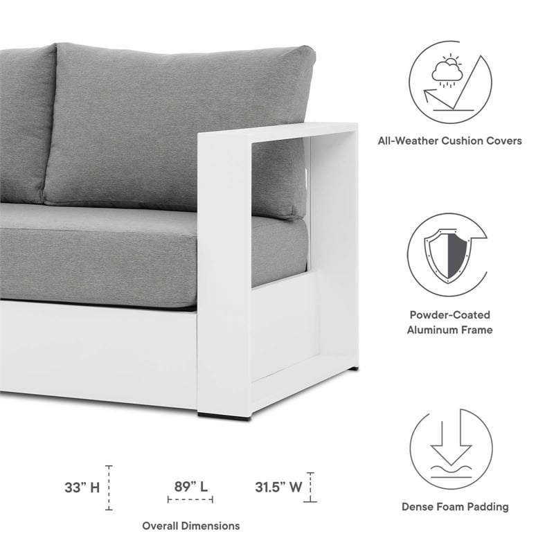 Modway Tahoe 3-Piece Fabric/Powder-Coated Aluminum Outdoor Set in Gray/White