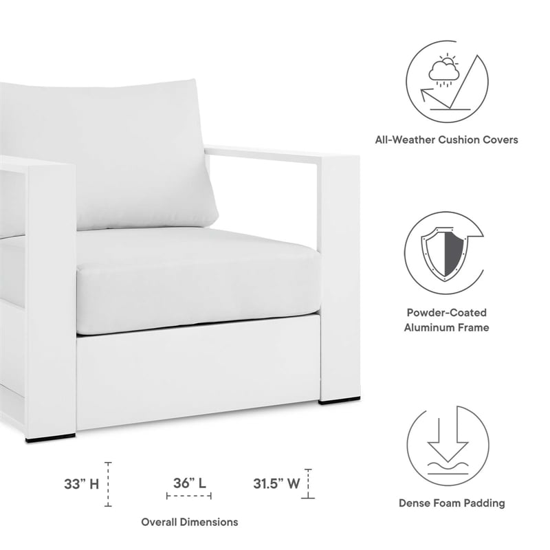 Modway Tahoe 3-Piece Fabric/Powder-Coated Aluminum Outdoor Set in White