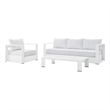 Modway Tahoe 3-Piece Fabric/Powder-Coated Aluminum Outdoor Set in White