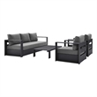 Modway Tahoe 4-Piece Fabric/Powder-Coated Aluminum Outdoor Set in Charcoal/Gray