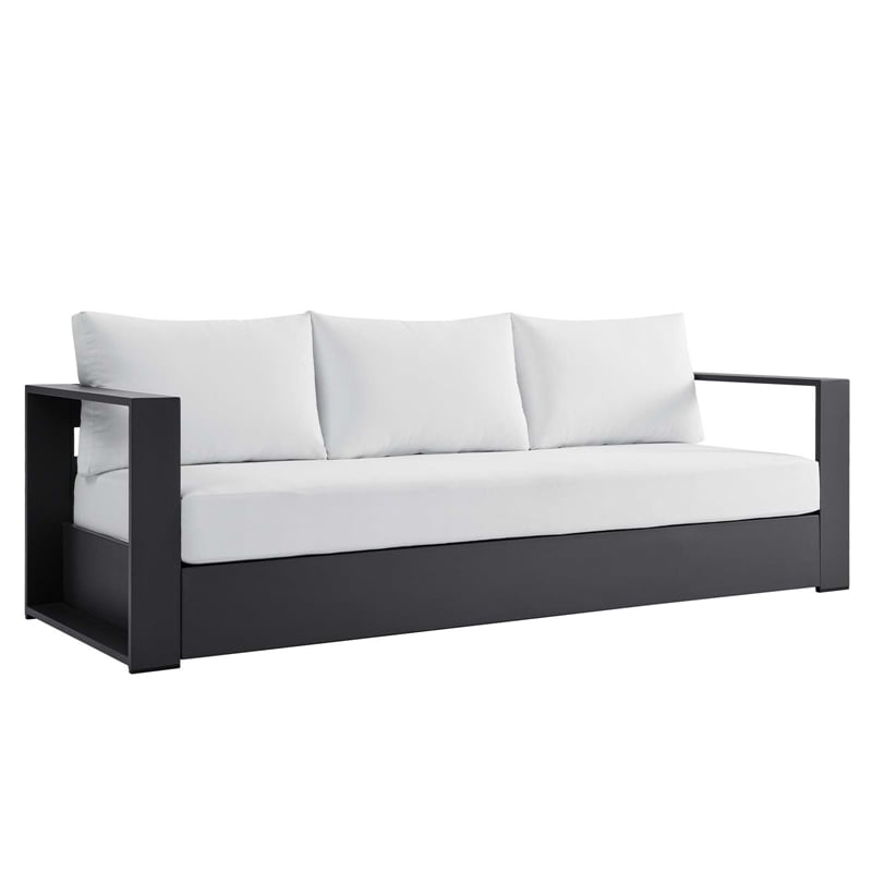Modway Tahoe 4-Piece Fabric/Powder-Coated Aluminum Outdoor Set in White/Gray