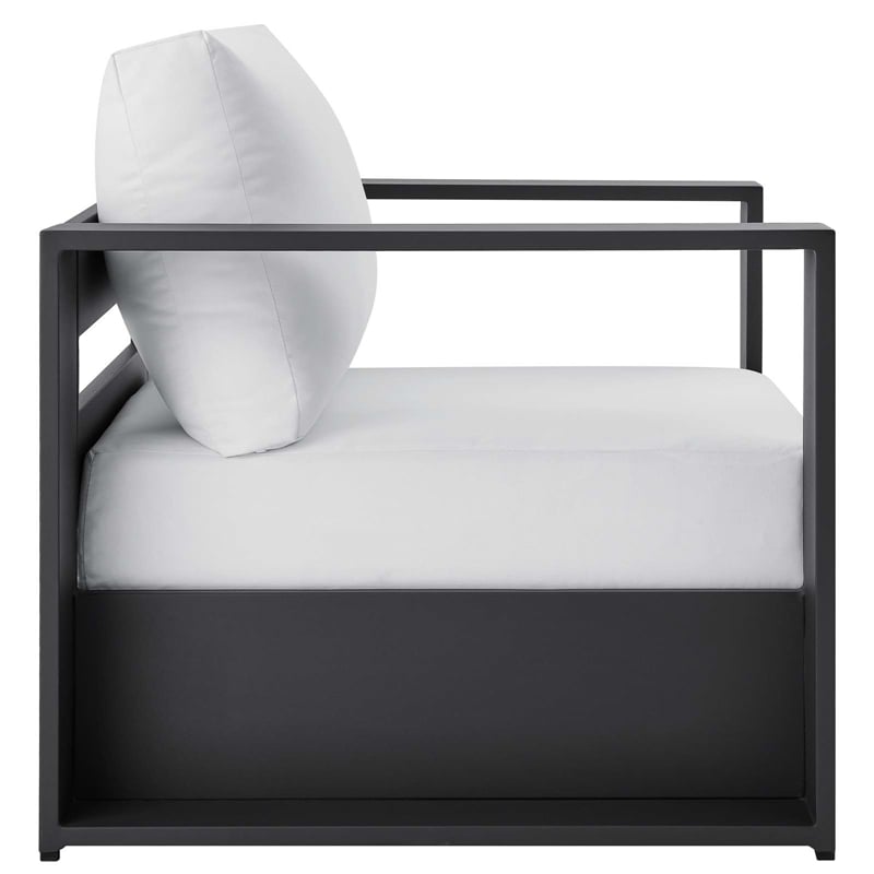 Modway Tahoe 4-Piece Fabric/Powder-Coated Aluminum Outdoor Set in White/Gray