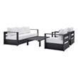 Modway Tahoe 4-Piece Fabric/Powder-Coated Aluminum Outdoor Set in White/Gray