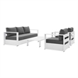 Modway Tahoe 4-Piece Fabric/Powder-Coated Aluminum Outdoor Set in Charcoal/White