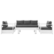 Modway Tahoe 4-Piece Fabric/Powder-Coated Aluminum Outdoor Set in Charcoal/White