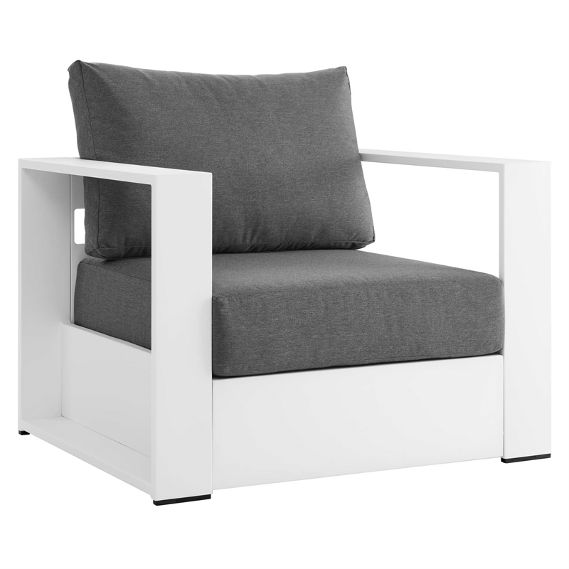 Modway Tahoe 4-Piece Fabric/Powder-Coated Aluminum Outdoor Set in Charcoal/White