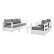 Modway Tahoe 4-Piece Fabric/Powder-Coated Aluminum Outdoor Set in Gray/White